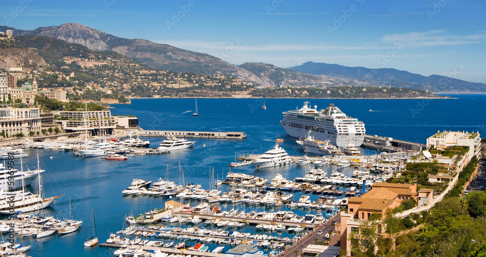Panoramic view of Monaco harbour, Monte Carlo