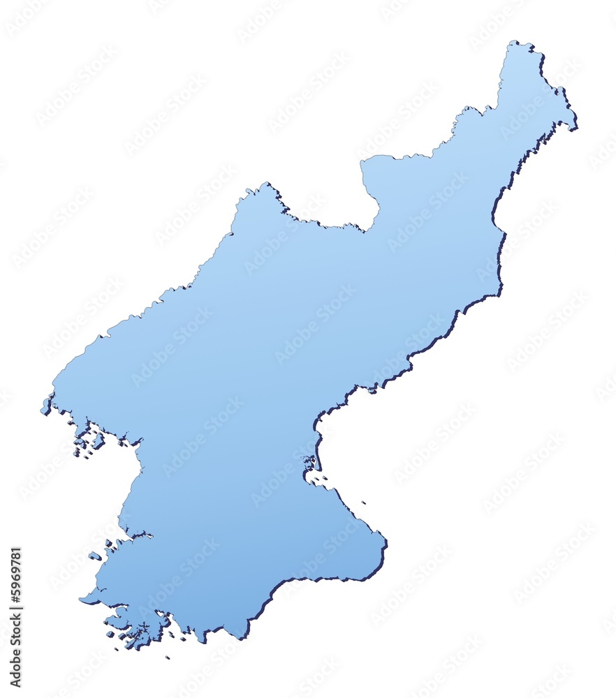 North Korea map filled with light blue gradient North Korea map filled with light blue gradient