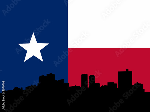 Fort Worth skyline with texan flag