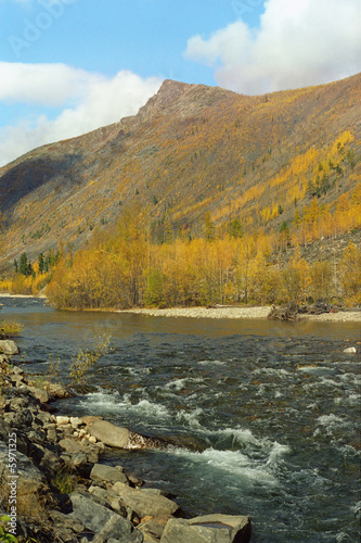 Mountain ridge Baikal'sky. River Goudjekit.