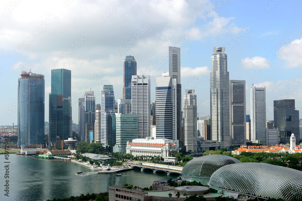 Naklejka premium Skyline biznesowej dzielnicy Singapuru, Singapur