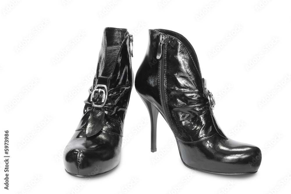black female boots isolated on white