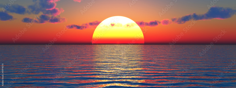 Fototapeta premium Piękne morze i niebo o zachodzie słońca - grafika cyfrowa