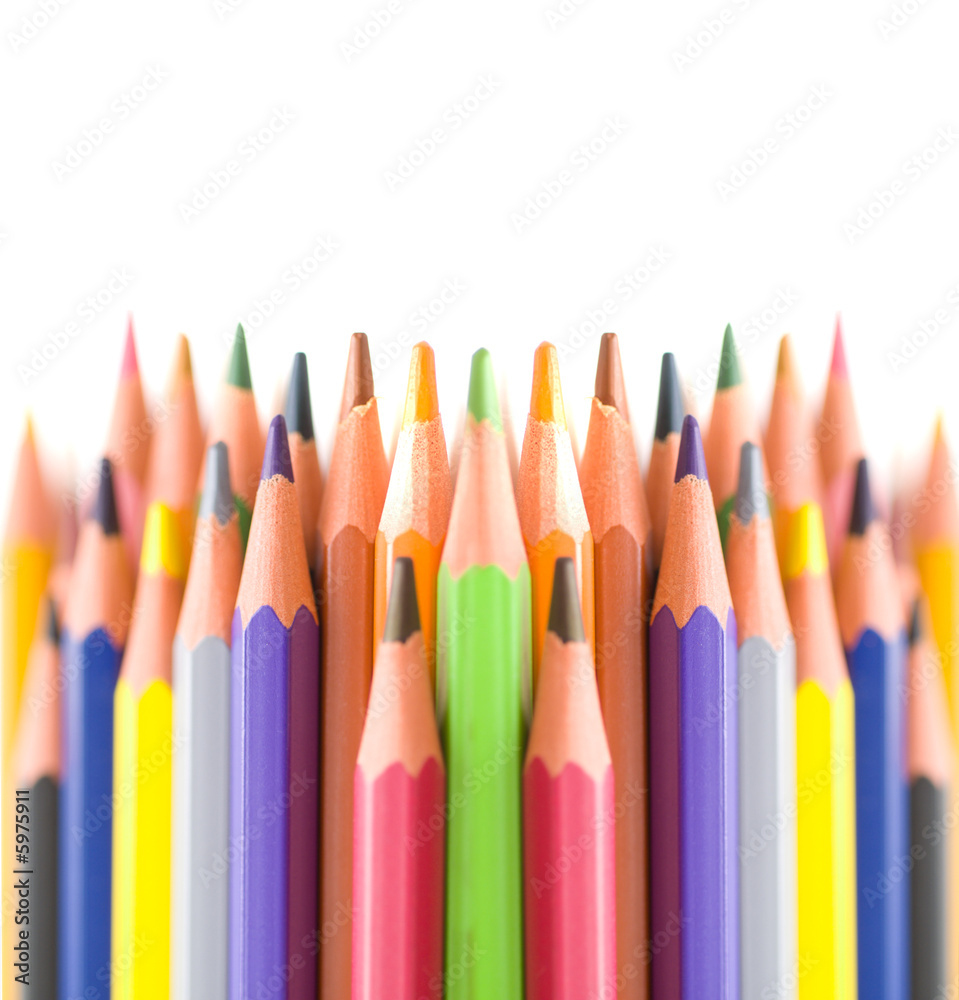 Fototapeta premium coloured pencils on white background