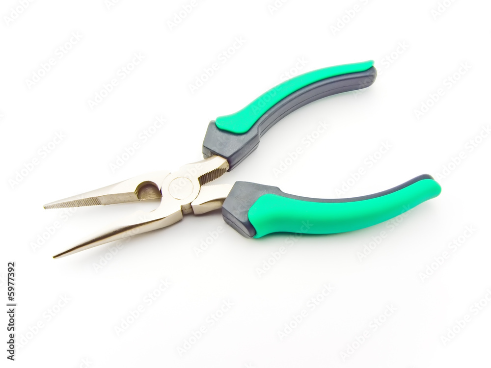 Nippers with plastic handles on a white background Nippers with plastic handles on a white background