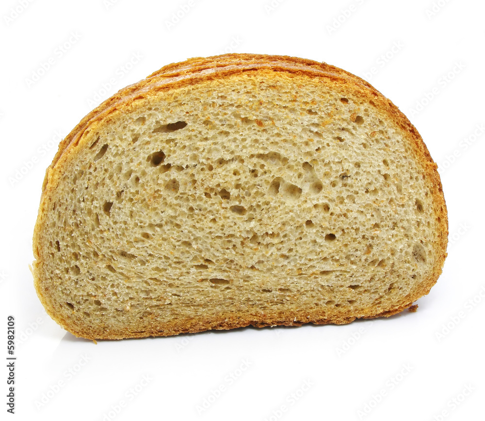 Cut of fresh baked bread isolated over white background Cut of fresh baked bread isolated over white background