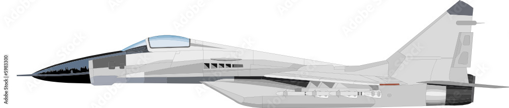 White fighter Jet vector illustration in flight White fighter Jet vector illustration in flight