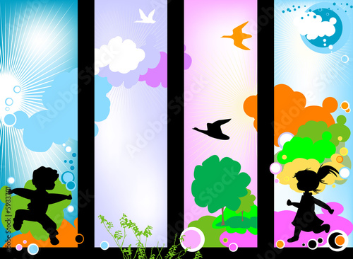 kids silhouettes against a ...