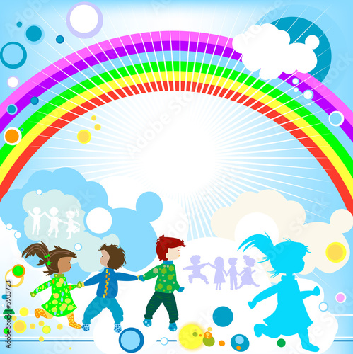 silhouettes of kids playing...