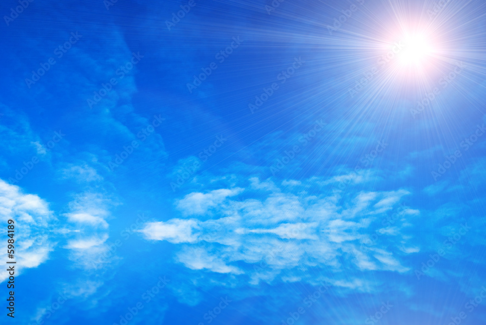 Abstract blue sky with light sun Abstract blue sky with light sun