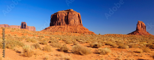 A panorama of Merrick Butte between two Mittens © Stas