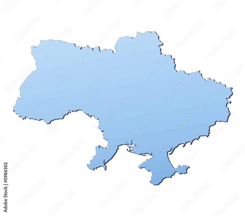 Ukraine map filled with light blue gradient