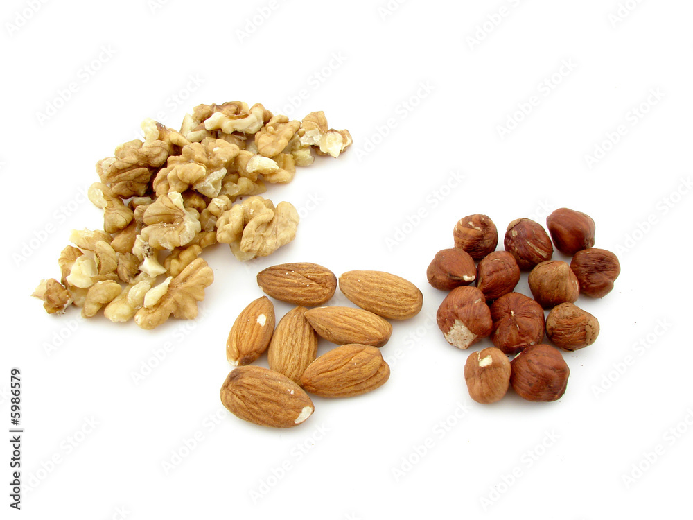 Nuts, hazelnuts and almonds