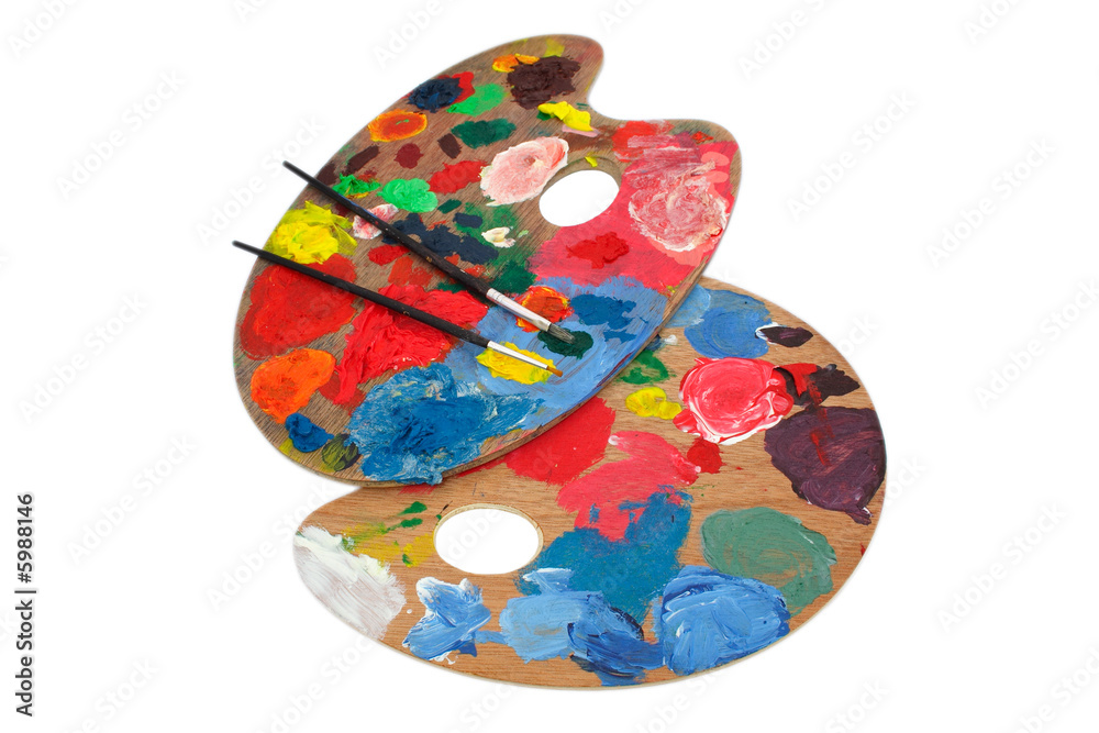 Fototapeta premium Paint brushes and pallet