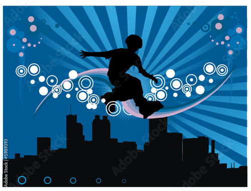 skater en vector en la ciudad
