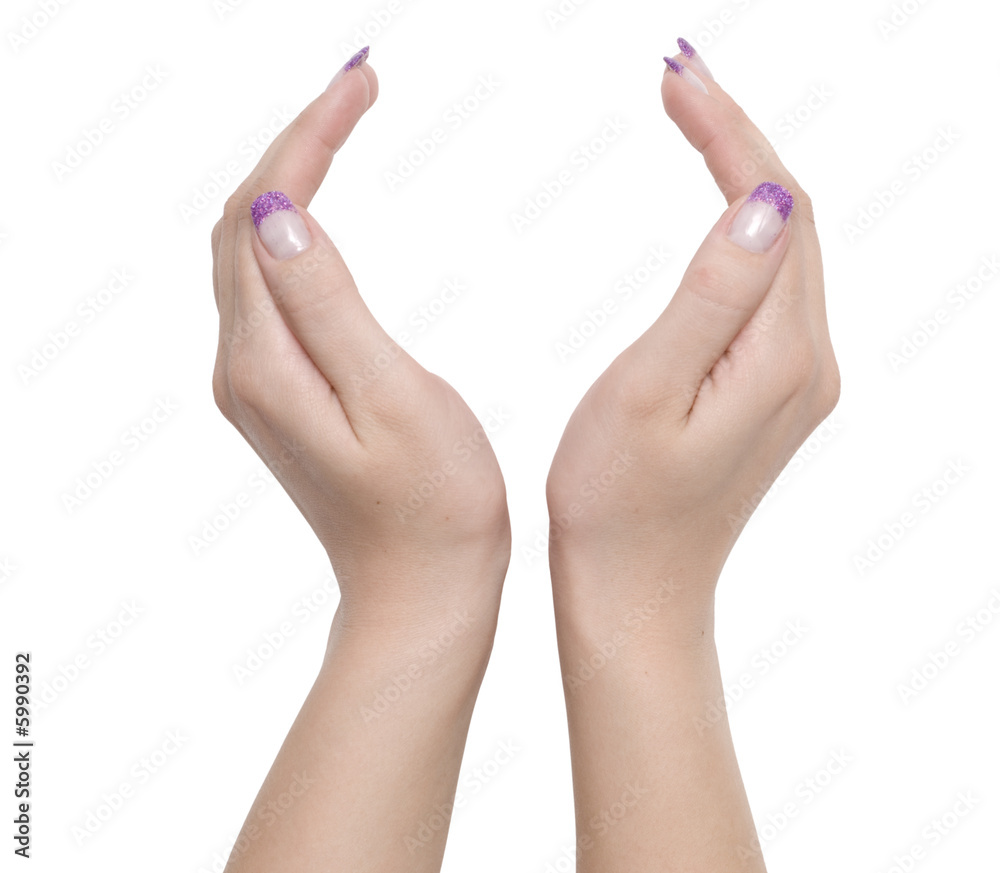 two female hand isolated over white background two female hand isolated over white background