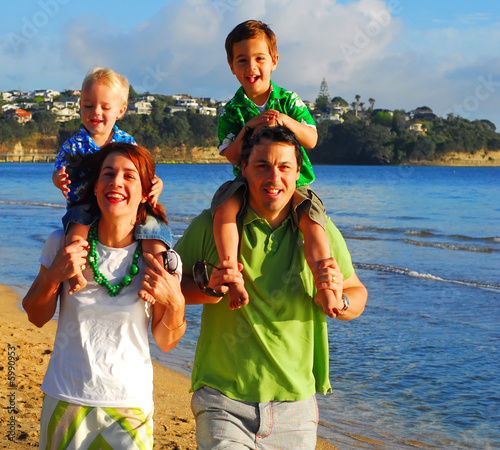 Young family at beach