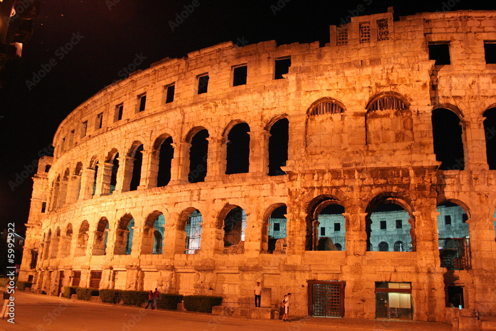roman arena at night widh