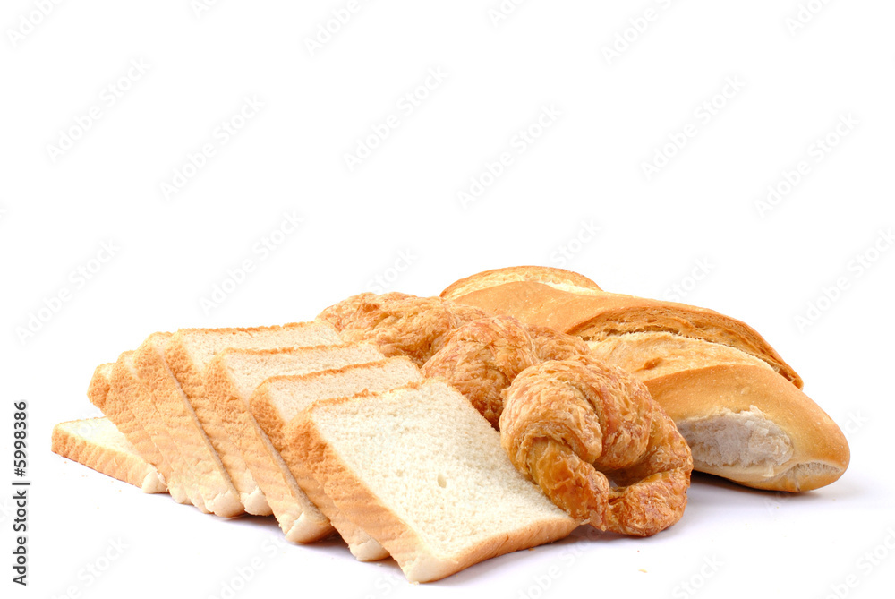 Fresh Breads from bakery on white background .