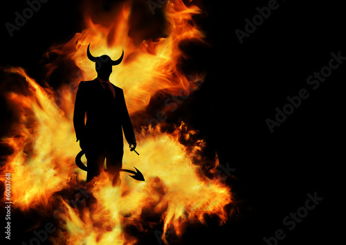 Devil dressed in a business suit. Fototapeta