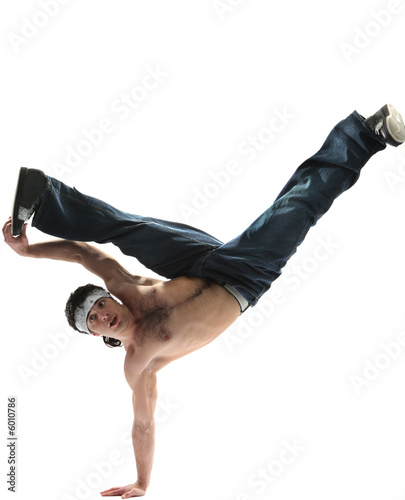 cool looking breakdancer posing on a isolated background