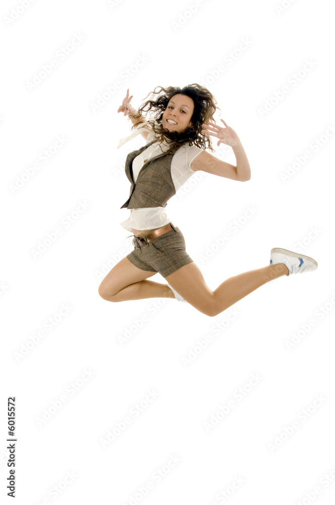 young girl during the jump young girl during the jump