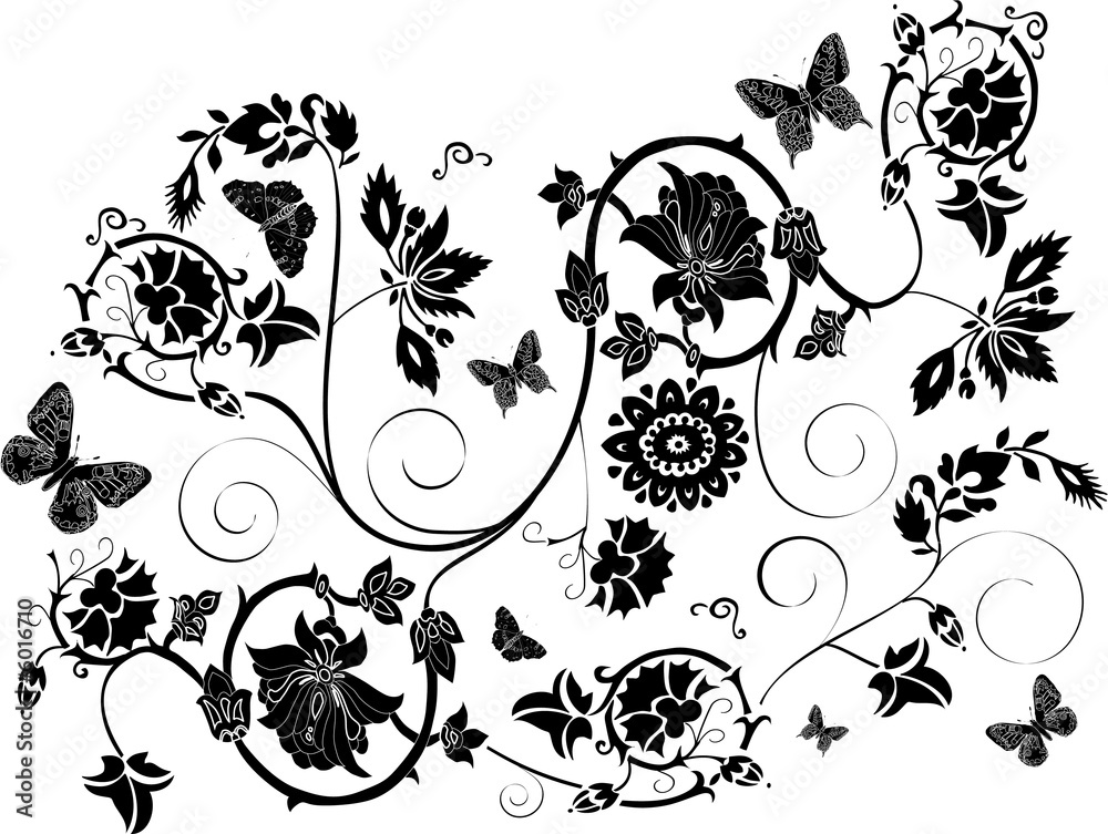 floral and butterfly background