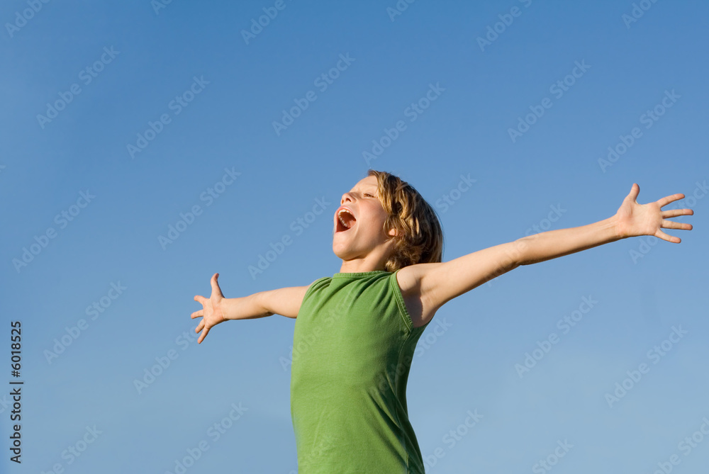happy child shouting or singing with joy happy child shouting or singing with joy