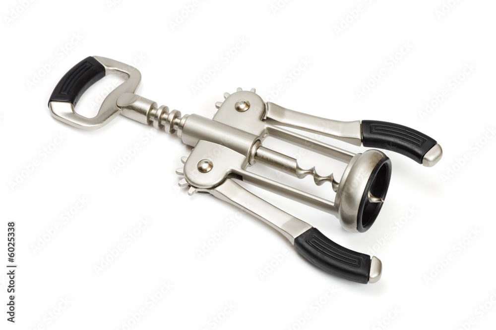 Metal corkscrew, isolated on white background Metal corkscrew, isolated on white background