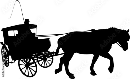 vector image of carriage with coachman