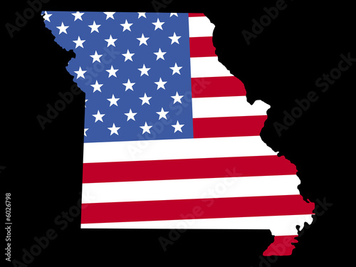 Map of Missouri with flag