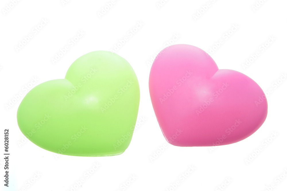 Plastic Love Hearts on White Background Plastic Love Hearts on White Background