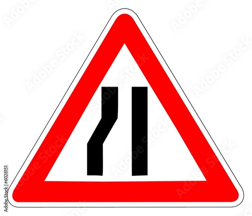 Panneau de Signalisation (Chaussee retrecie a gauche - A3B)