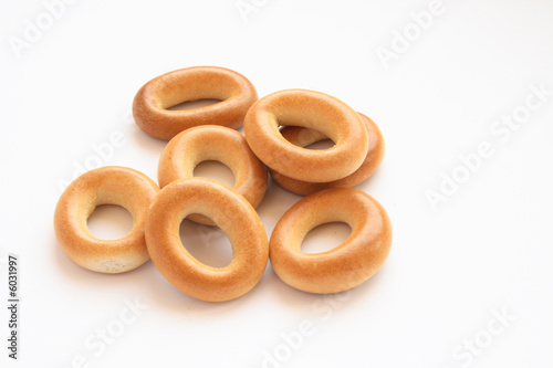 On a photo bagels. A photo on a white background