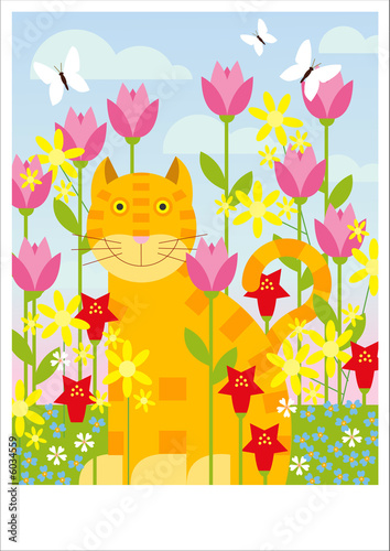 cat amongst flowers photo