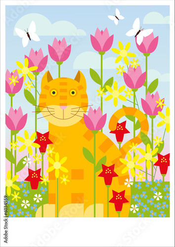 cat amongst flowers