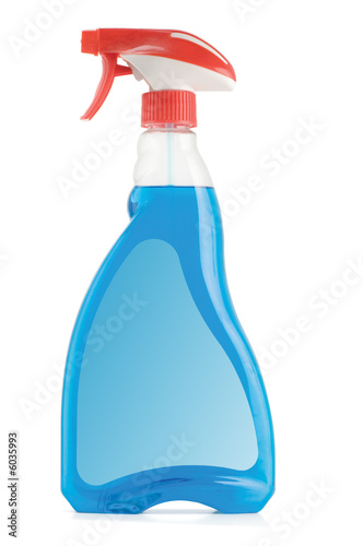 Spray bottle with blank label isolated on a white