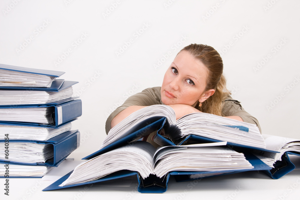 Successful business woman working with documents Successful business woman working with documents