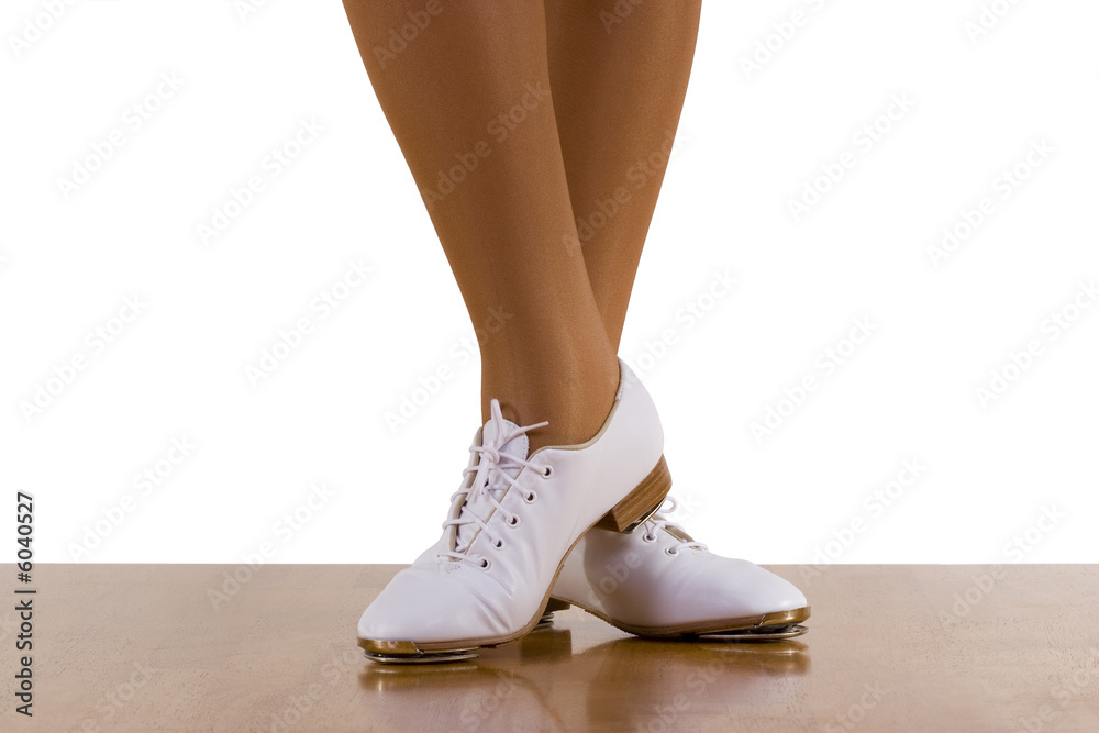 Tap-top/Clog dancer in clogging shoes; on white Tap-top/Clog dancer in clogging shoes; on white