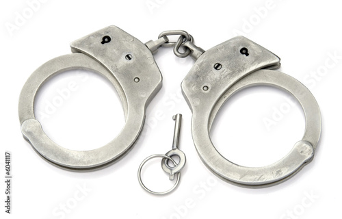 Closed HandCuffs on white background