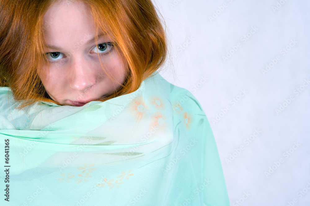 Portrait of innocent looking young woman with a veil. Portrait of innocent looking young woman with a veil.
