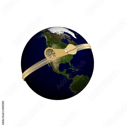 earth with gold zipper