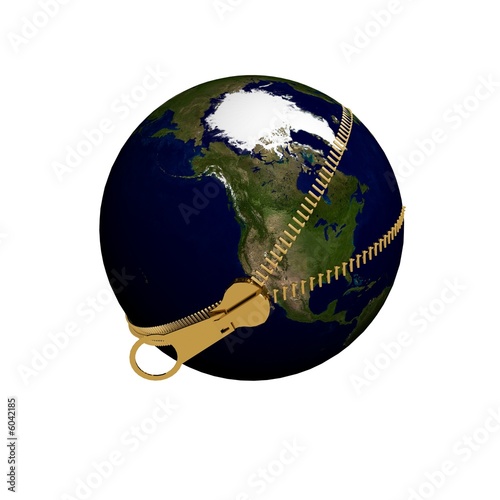 earth with gold zipper