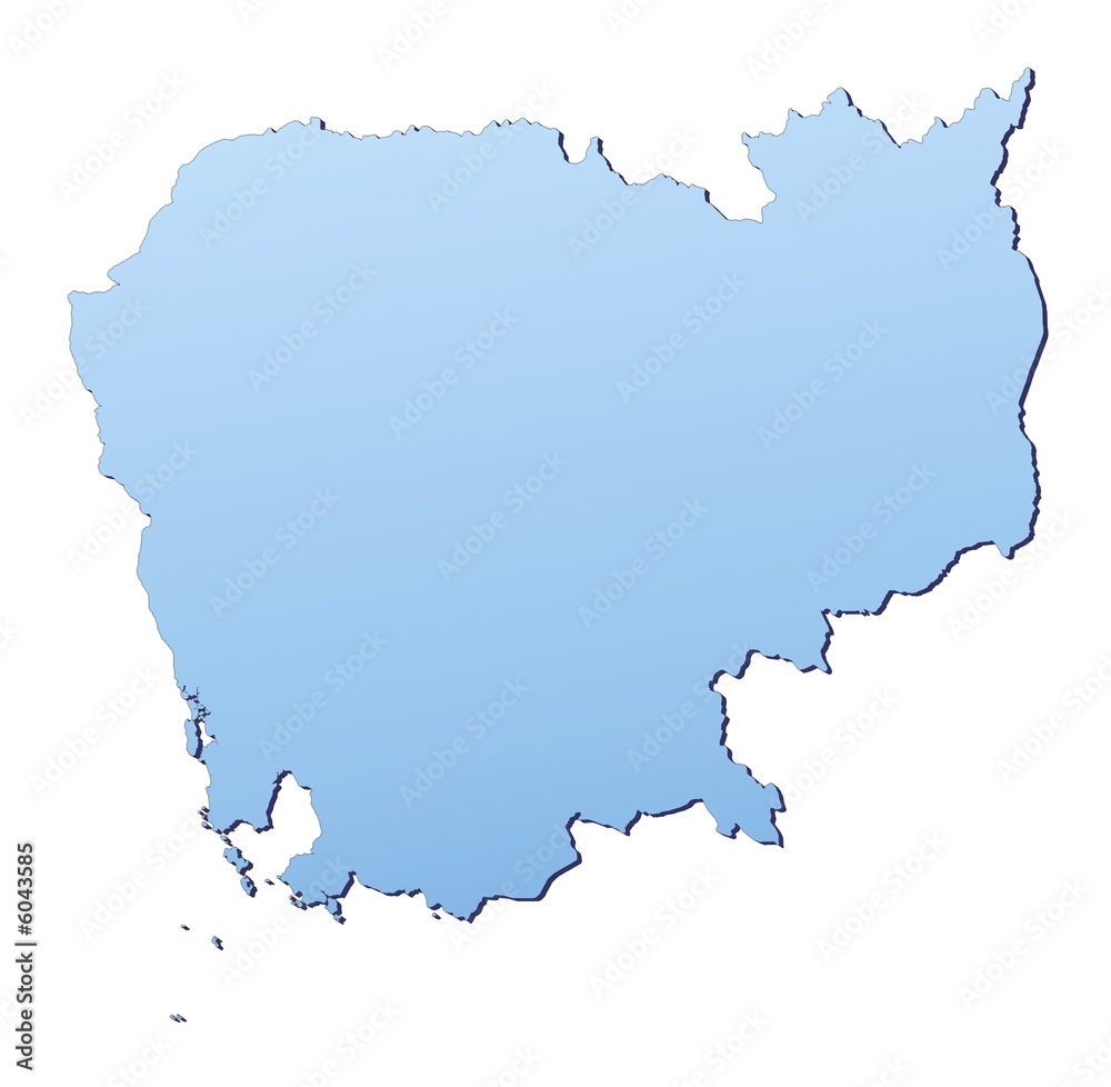 Cambodia map filled with light blue gradient Cambodia map filled with light blue gradient