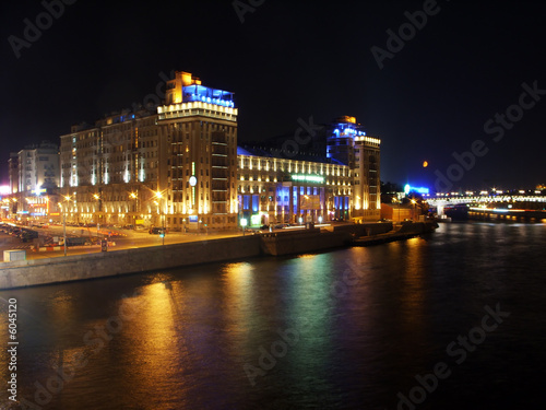 Quay Moscow river. A night scene