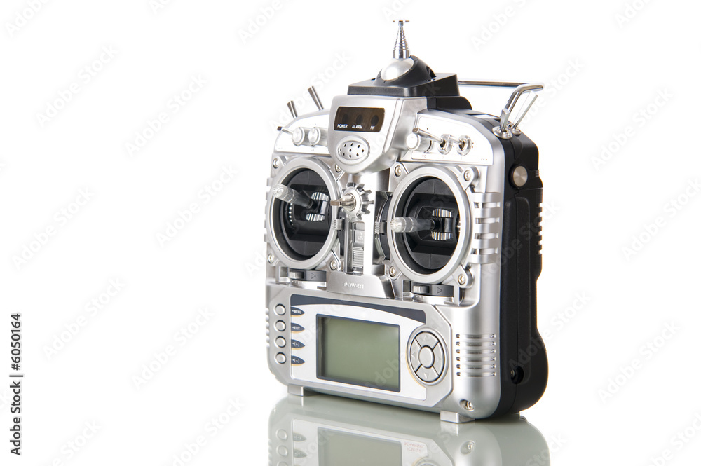Fototapeta premium Remote control for helicopers and airplanes isolated on white