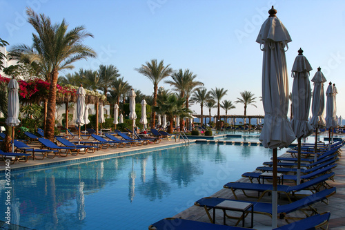 Blue waters of a typical Red Sea hotel  Egypt