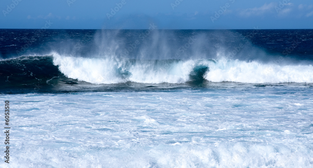 Waves crashing on beach