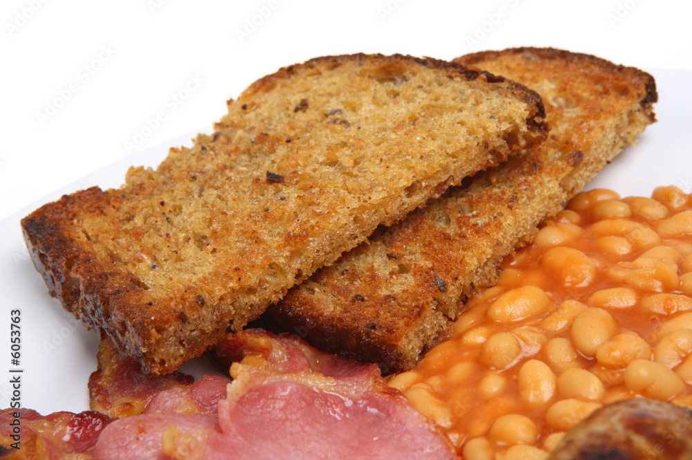 Fried bread with cooked breakfast