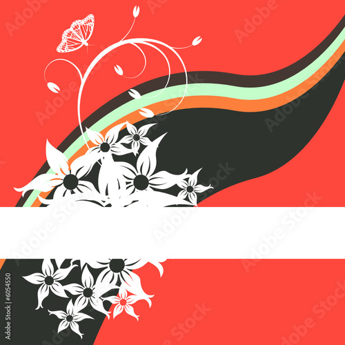 Square background ornamented with flowers and copy space